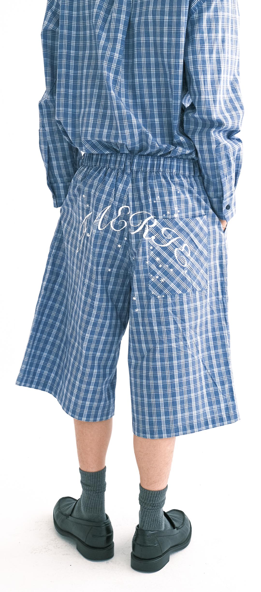[F.E.E.S] blue check bermuda pants (blue)