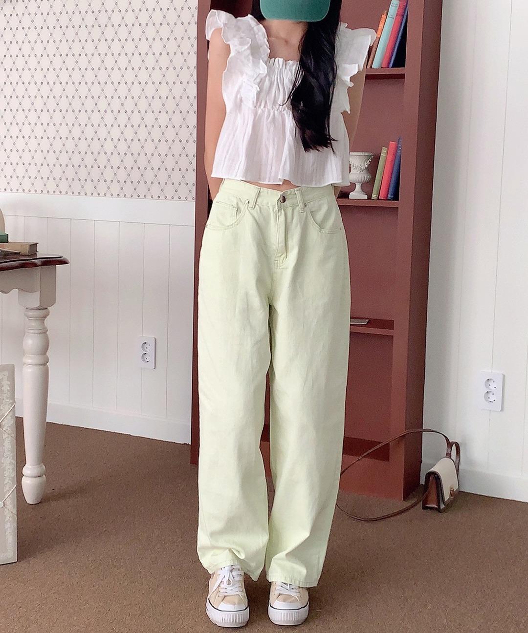 8col 파스텔 빅 와이드 롱 힙한 통넓은 바지 팬츠