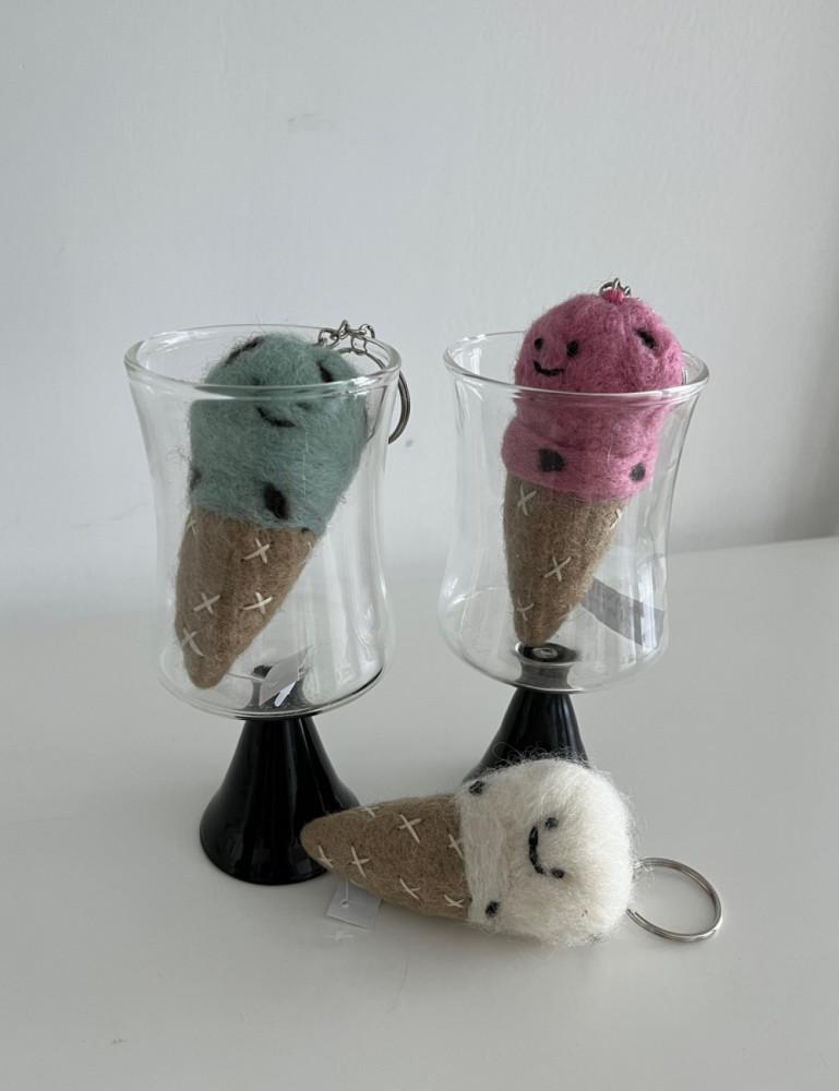 양모펠트 아이스크림 키링 키홀더 자동차키링 백참 3종