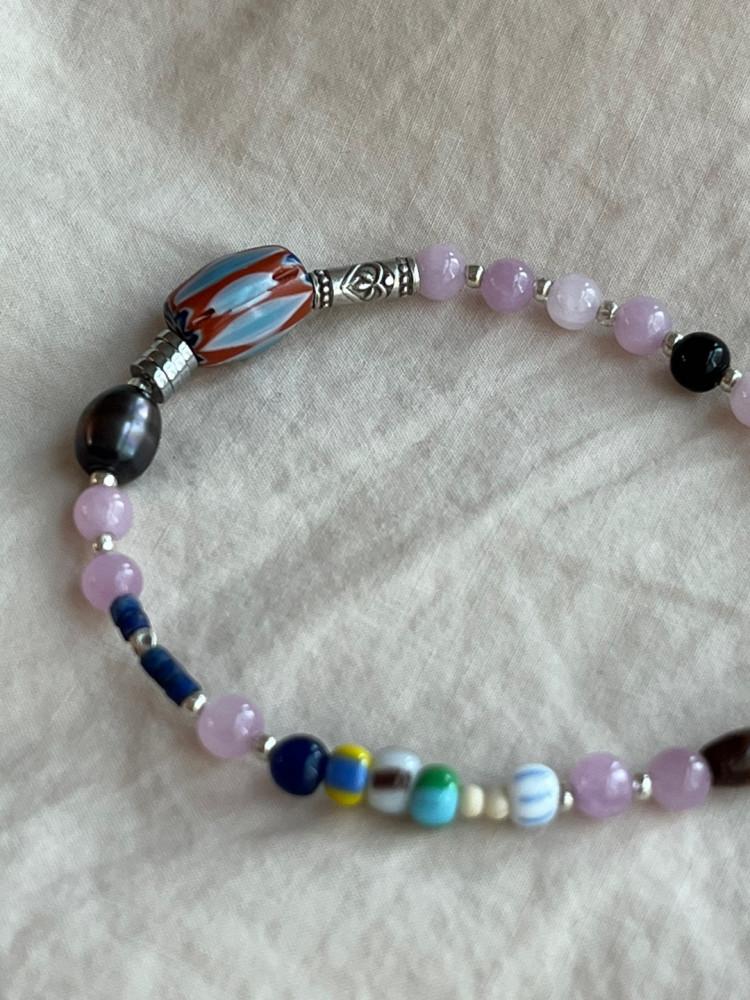 [스트링더비즈] 핑크 아게이트 원석 팔찌