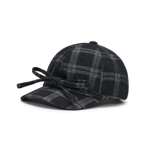 BASIC BALL CAP_RIBBON_CHECK BLACK