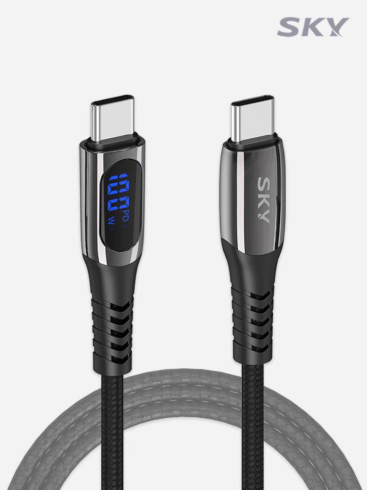스카이 LED 디스플레이 100W PD C to C타입 초고속 충전 케이블 2m