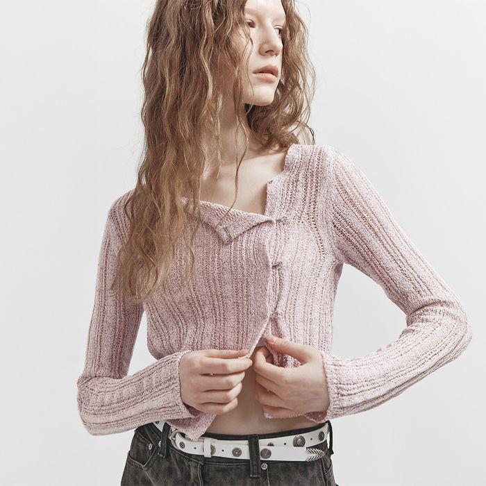 Melange Unbal Cardigan VK5MD150_2color