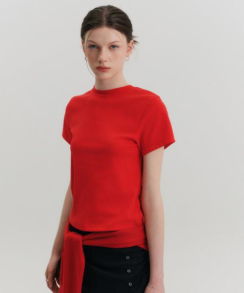 리안 미니멀 슬림 티셔츠_레드 / RIAN MINIMAL SLIM T-SHIRT_RED