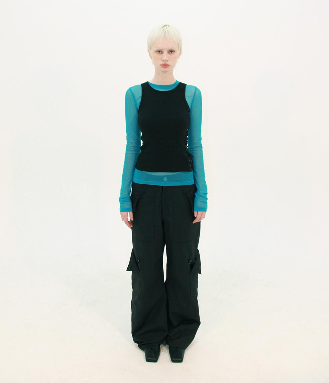 LOCK BUTTON POCKET PANTS (BLACK)