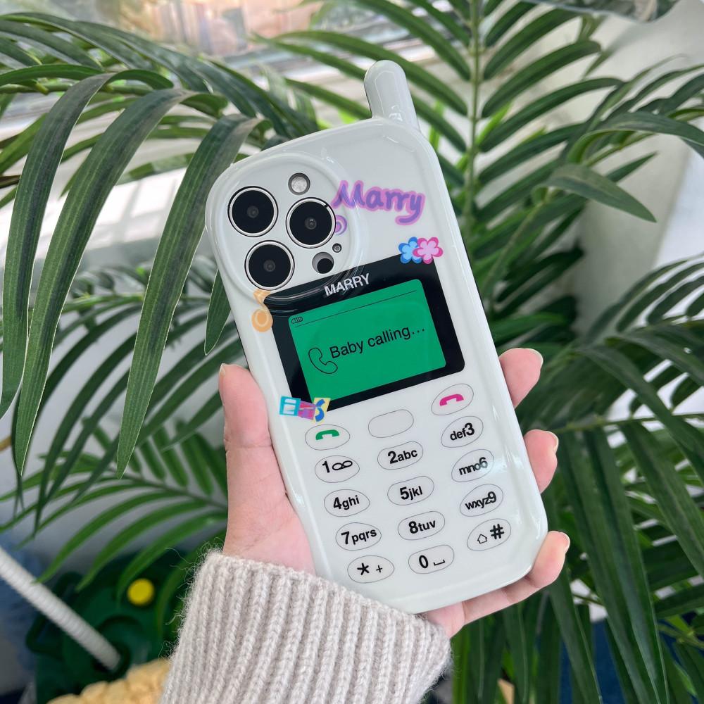 아이폰13 프로 맥스 케이스 화이트삐삐 레트로 안테나