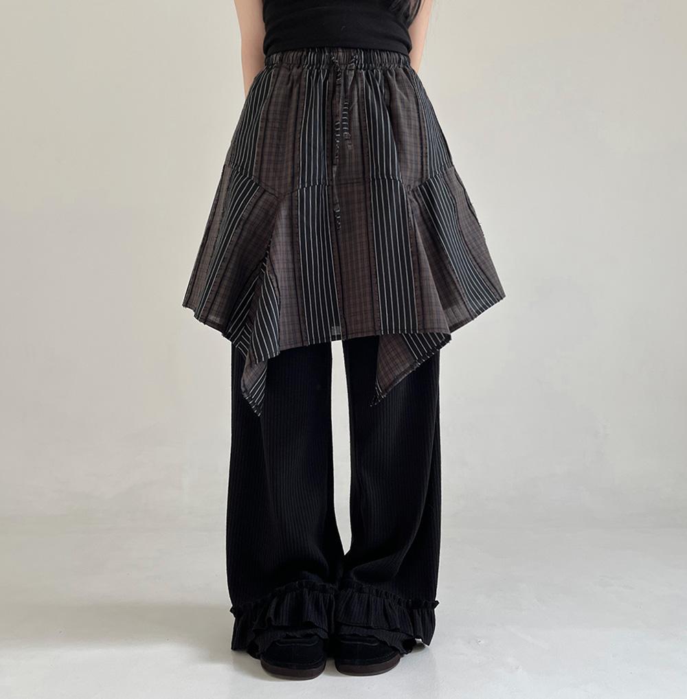 오오보 MIX PATTERN UNBALANCE SKIRT