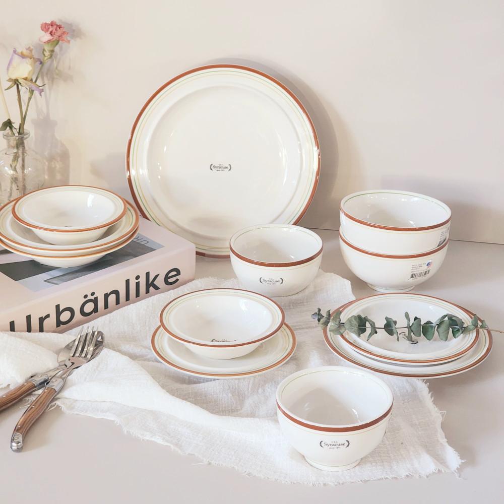 시라쿠스 메이플 코지 2인 12p 식기 신혼그릇세트 홈세트 코지레드브라운