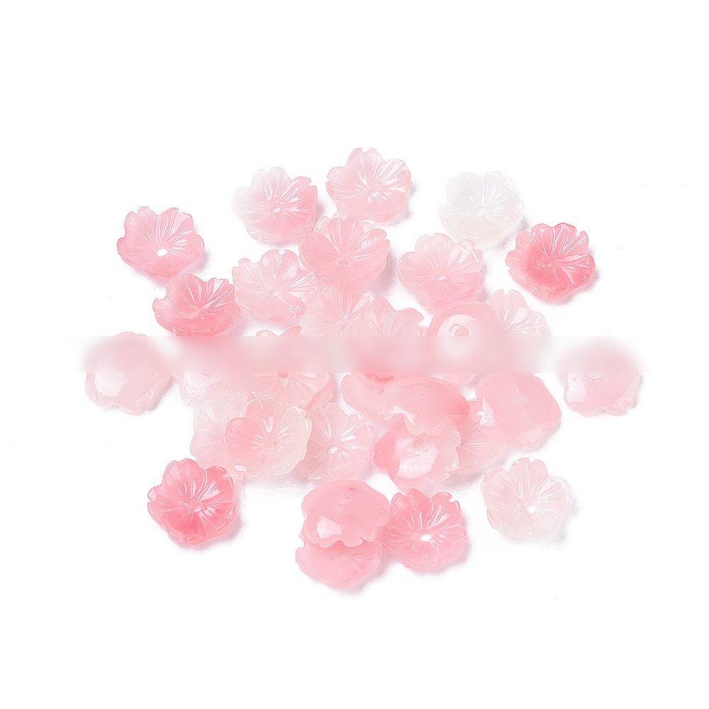 쉘파우더비즈/꽃/핑크/10X2.5mm/구멍:1.2mm