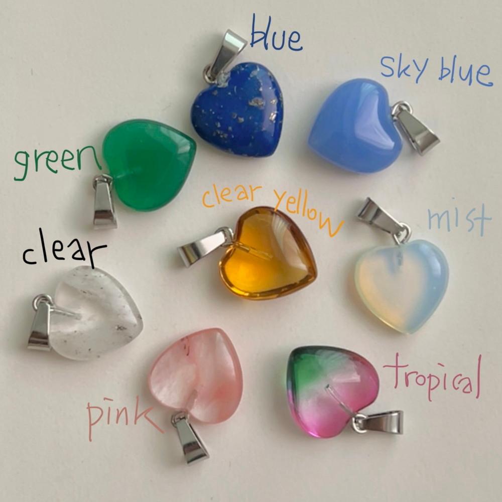 gemstone heart pendant necklace 원석 하트 펜던트 네크리스