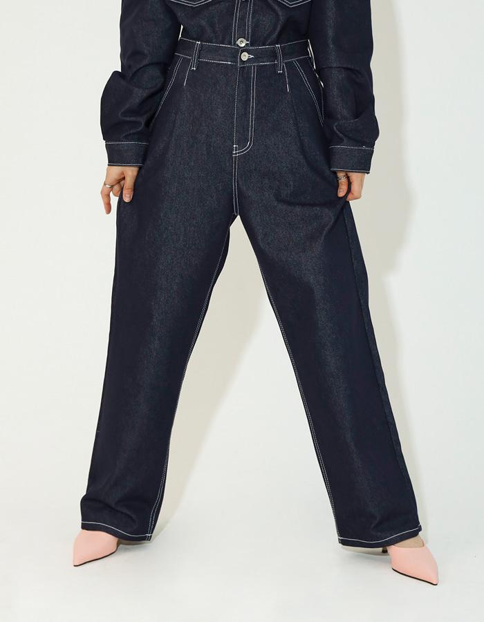 Unisex stitch denim pants (3 Color)