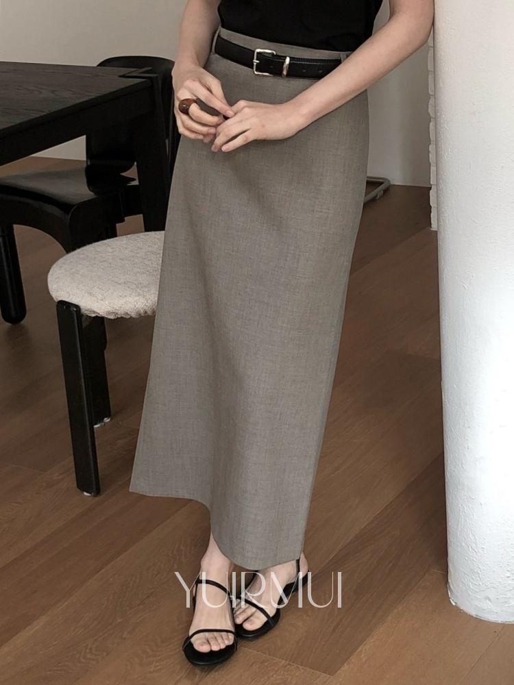 유이르무이 [100장 돌파/블랙S/베이지S 당일] Le Butter 르버터 하디 울 슬릿 일자핏 H라인 맥시 롱 스커트 2color