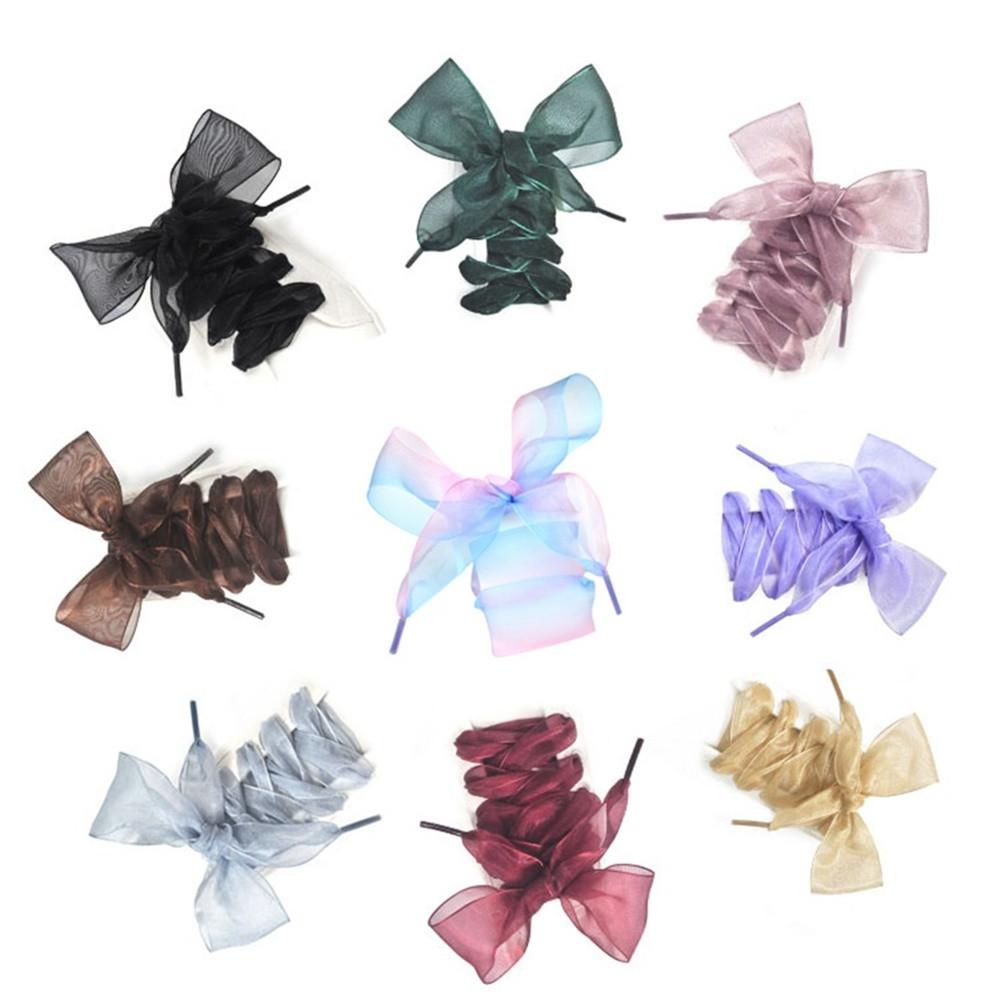 쉬폰 레이스 새틴 리본 운동화 스니커즈 골프화 신발끈 넓은 끈