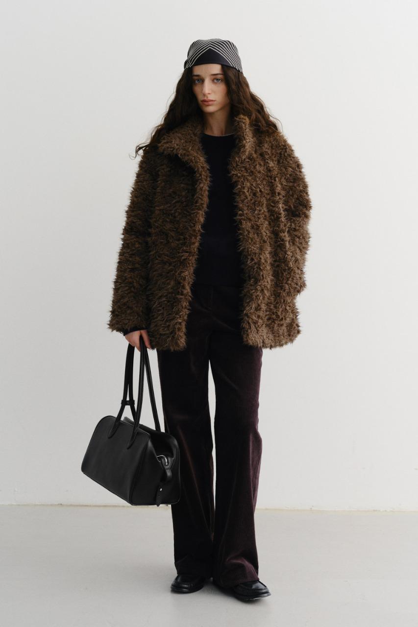 CURLY FUR HALF JACKET BROWN