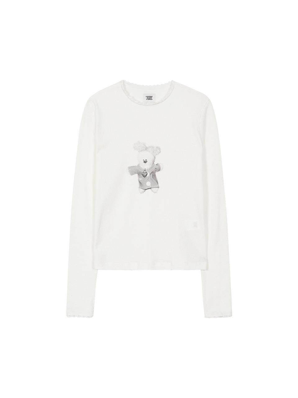 WOOD EYELET SLIM T-SHIRT_white