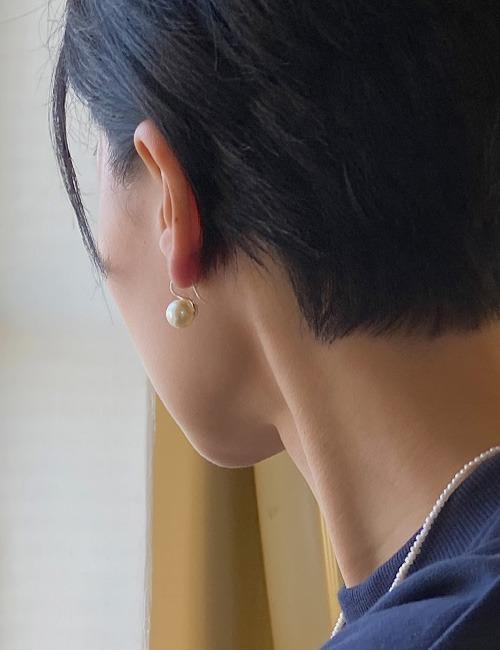 [925 silver] Austria Pearl Hoops earring(10mm)