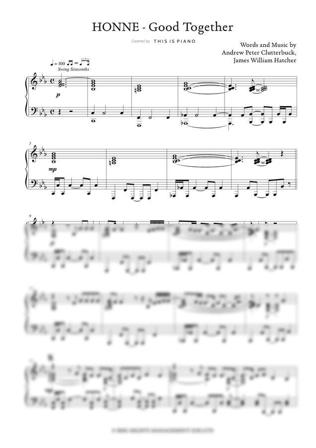 악보 > Honne - Good Together by THIS IS PIANO