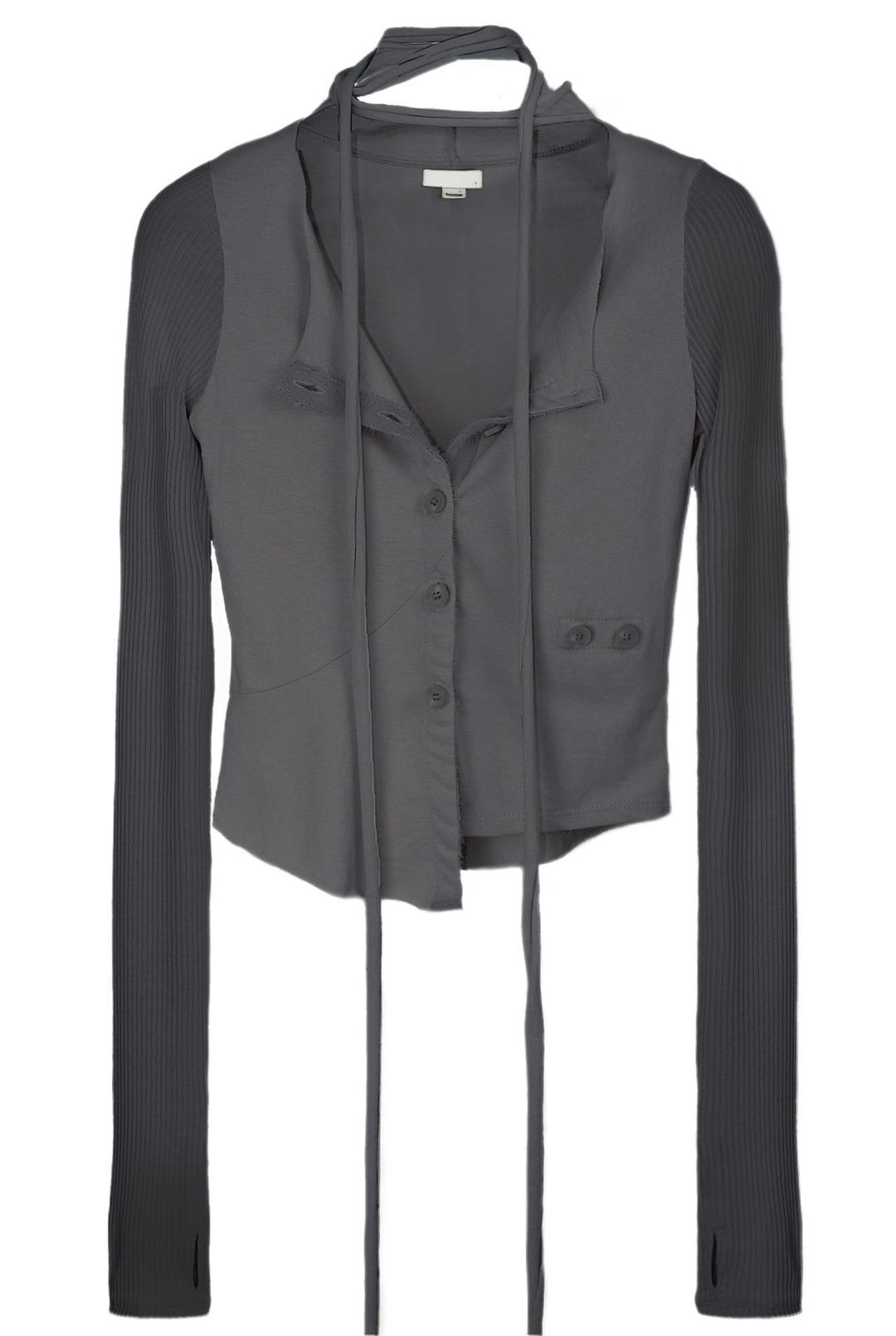 (11월 1일 발송) Muffler cardigan (Charcoal)