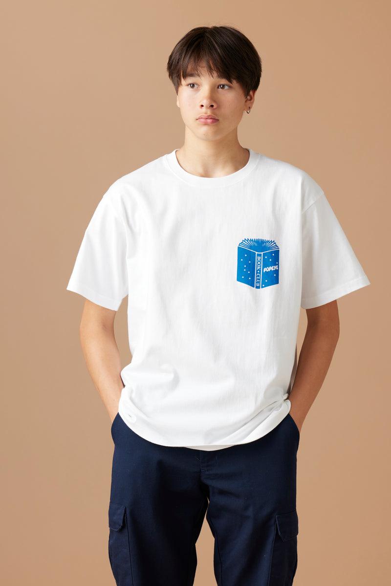 [受注生産・12月後半から発送予定] POPEYE BOOK CLUB Book T-Shirt / White - Blue