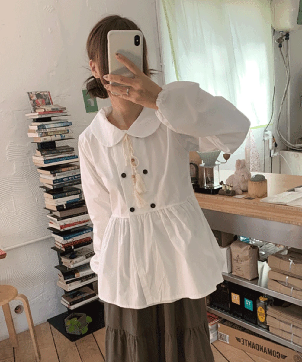 코우 수술목걸이세트 블라우스