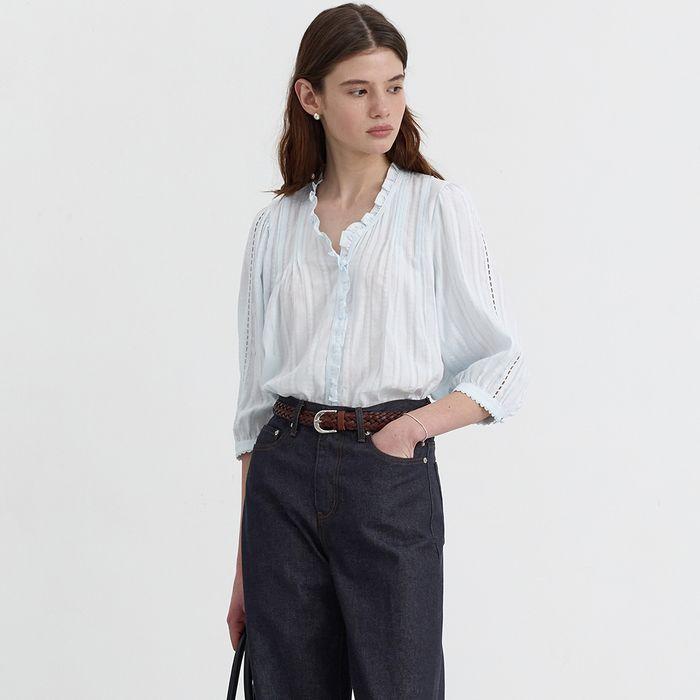 JANE FRILL BLOUSE SOFT BLUE_UDBL5B222B1
