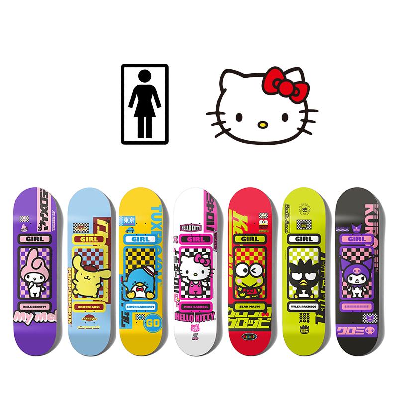 55 스케이트 가게 소녀 프로 스케이트 보드 표면 SANRIO HELLO KITTY JOINT 시리즈