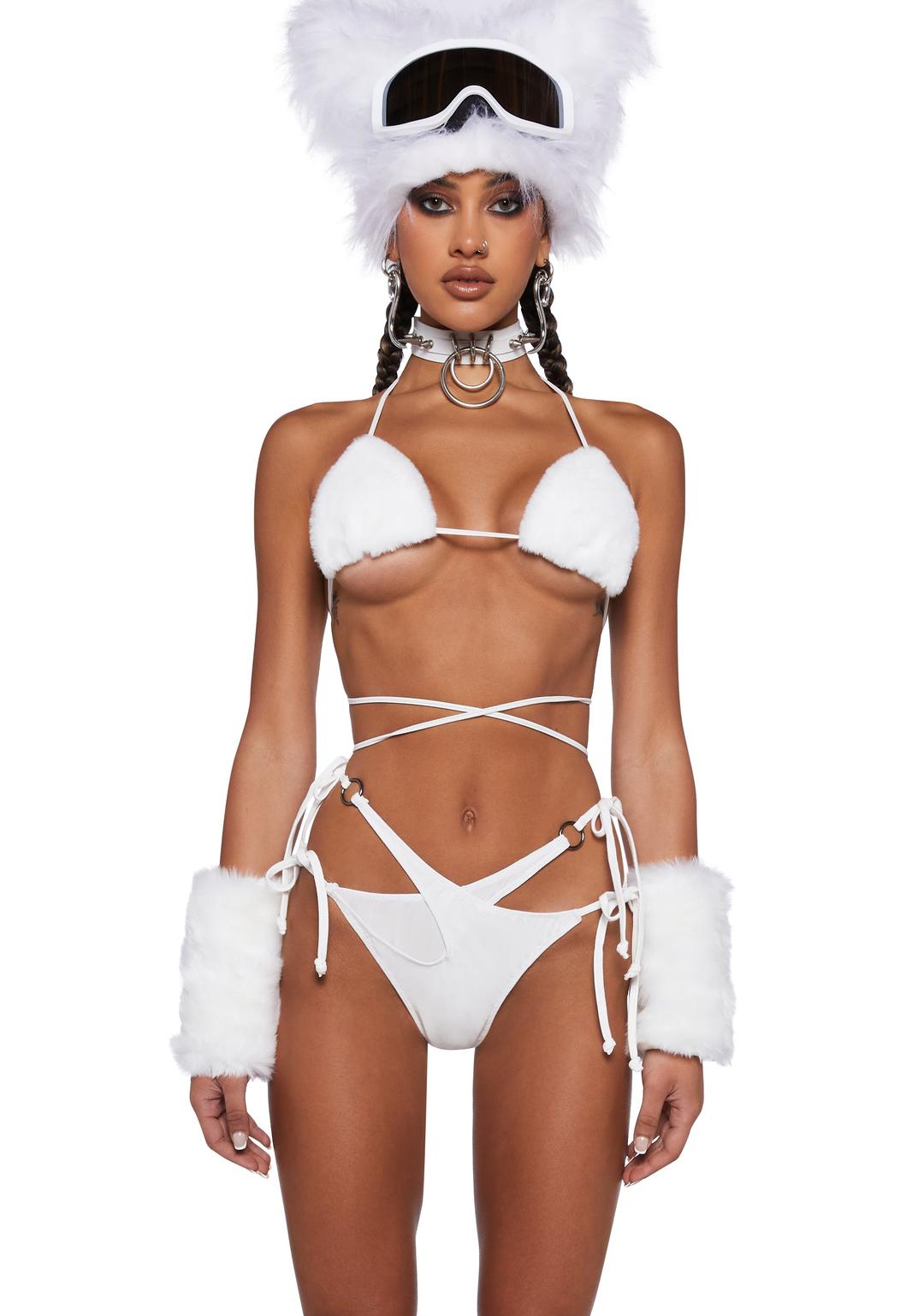 Icy Revival Faux Fur Bra Top - XX-Small