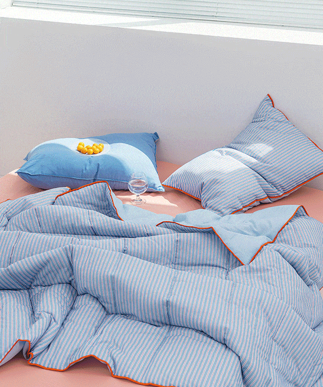 데뮤어 스트라이프 순면 뱀부 여름 차렵이불 단품 세트 (SS/Q) 5colors