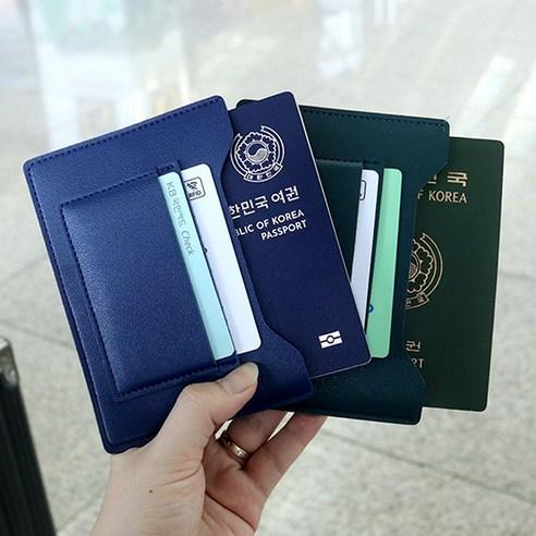 노티드트립 RFID차단 안티스키밍 가죽 여권 케이스 지갑, 스텔라네이비