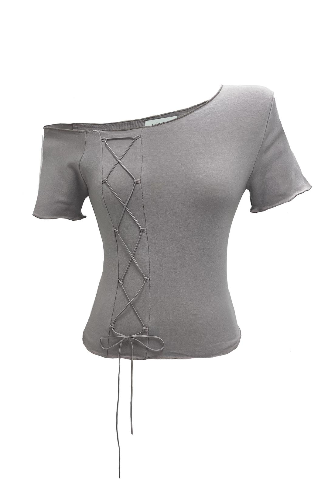 One shoulder corset half tee