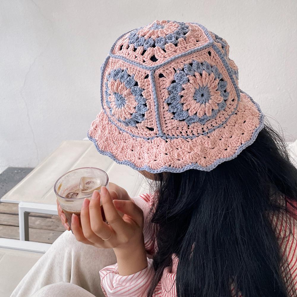 코바늘 모티브 모자  데이지 버킷햇 뜨개 모자 패키지 DIY