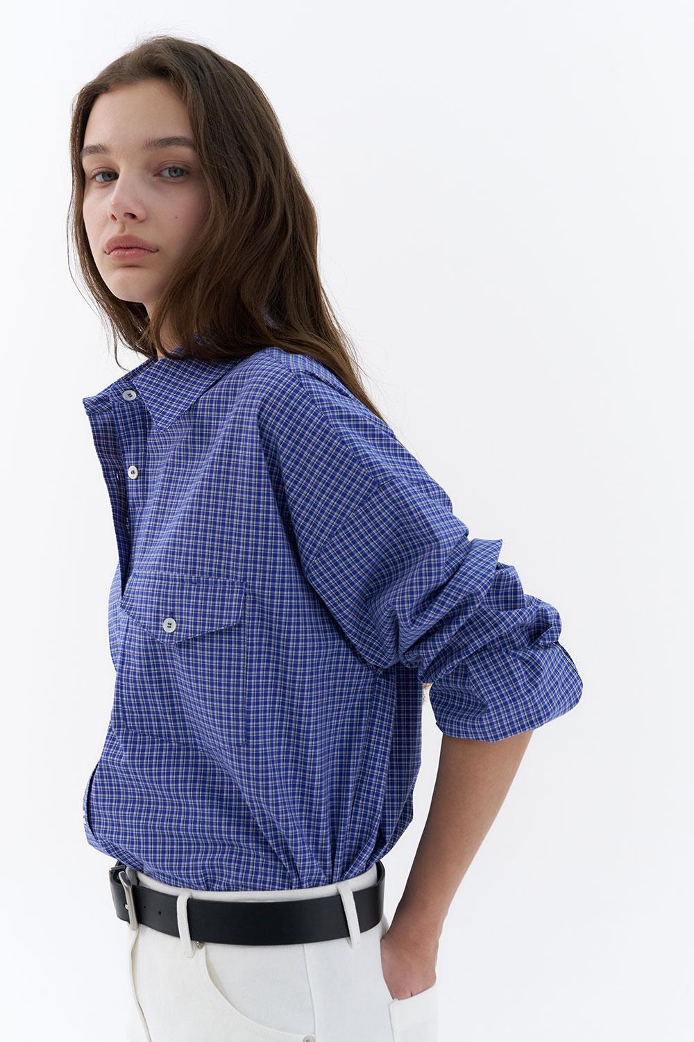 One Pocket Check Shirts (Blue)
