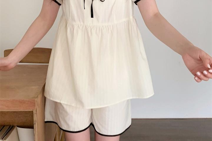 아이스 리본 코튼 반팔 반바지 잠옷