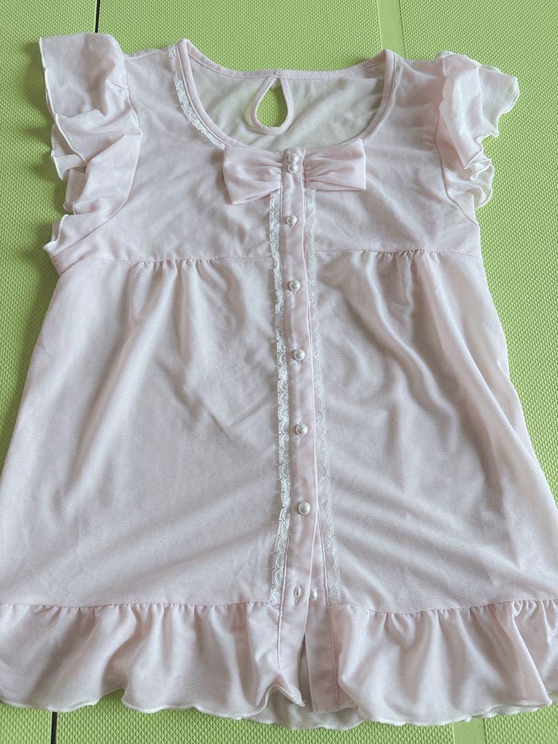 LODISPOTTOリボン付きピンク半袖ブラウス M姫ギャル