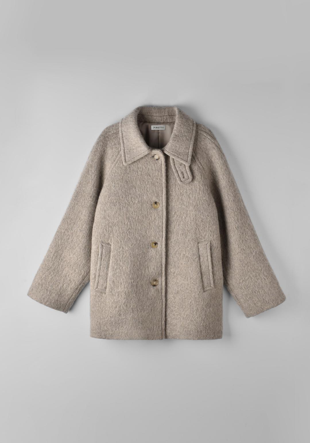 [7th] Phoebe alpaca half coat (gray beige)