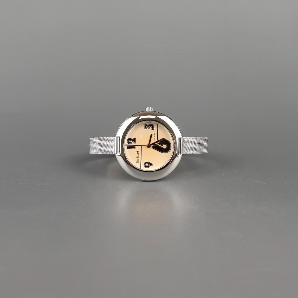 THE HEART Wide round metal watch