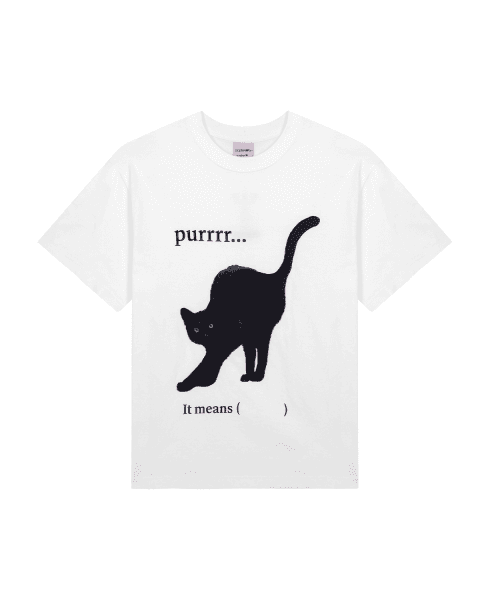 GOOD LUCK BLACK CAT T-SHIRT_WIHTE