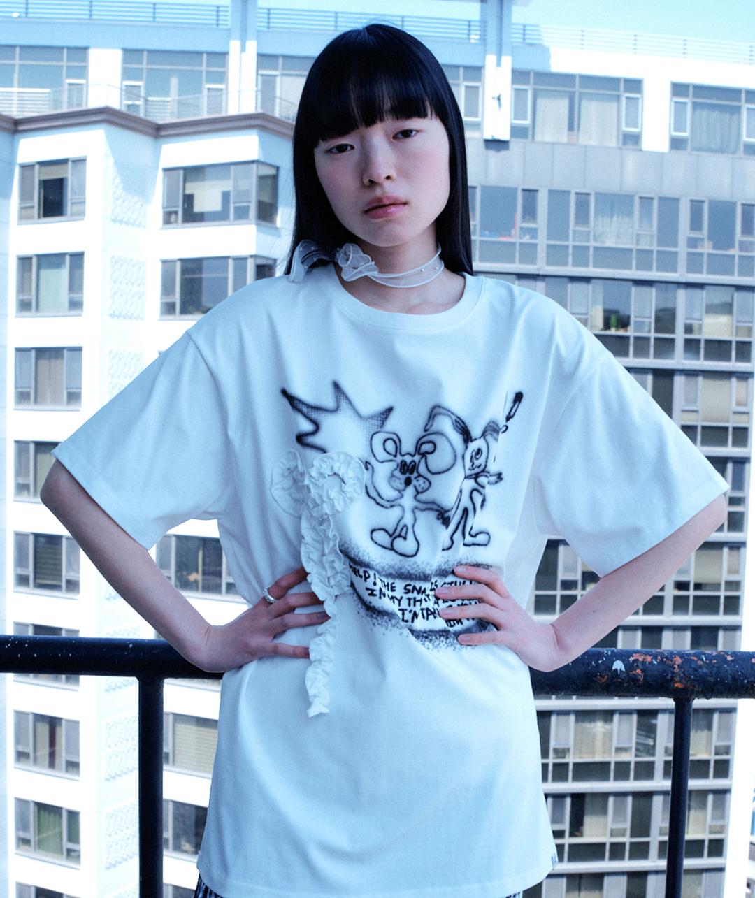 Ruffled Bow Top [White]
