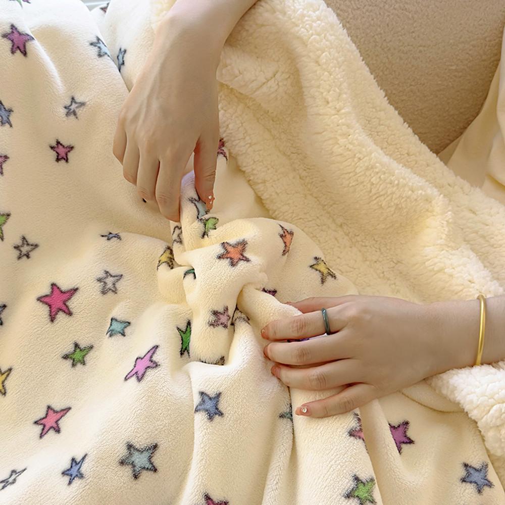수심 Starry Blanket (30 Type) 겨울 담요 리본 별 극세사 담요 양털 이불