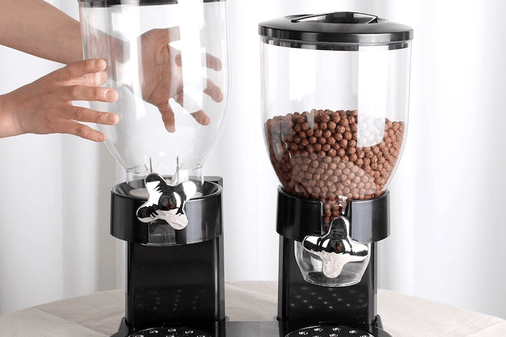 시리얼디스펜서 씨리얼 통 2구 시리얼 간식 보관용기