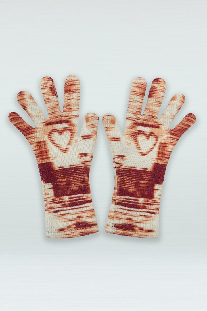 HEART KNIT GLOVES CREAM