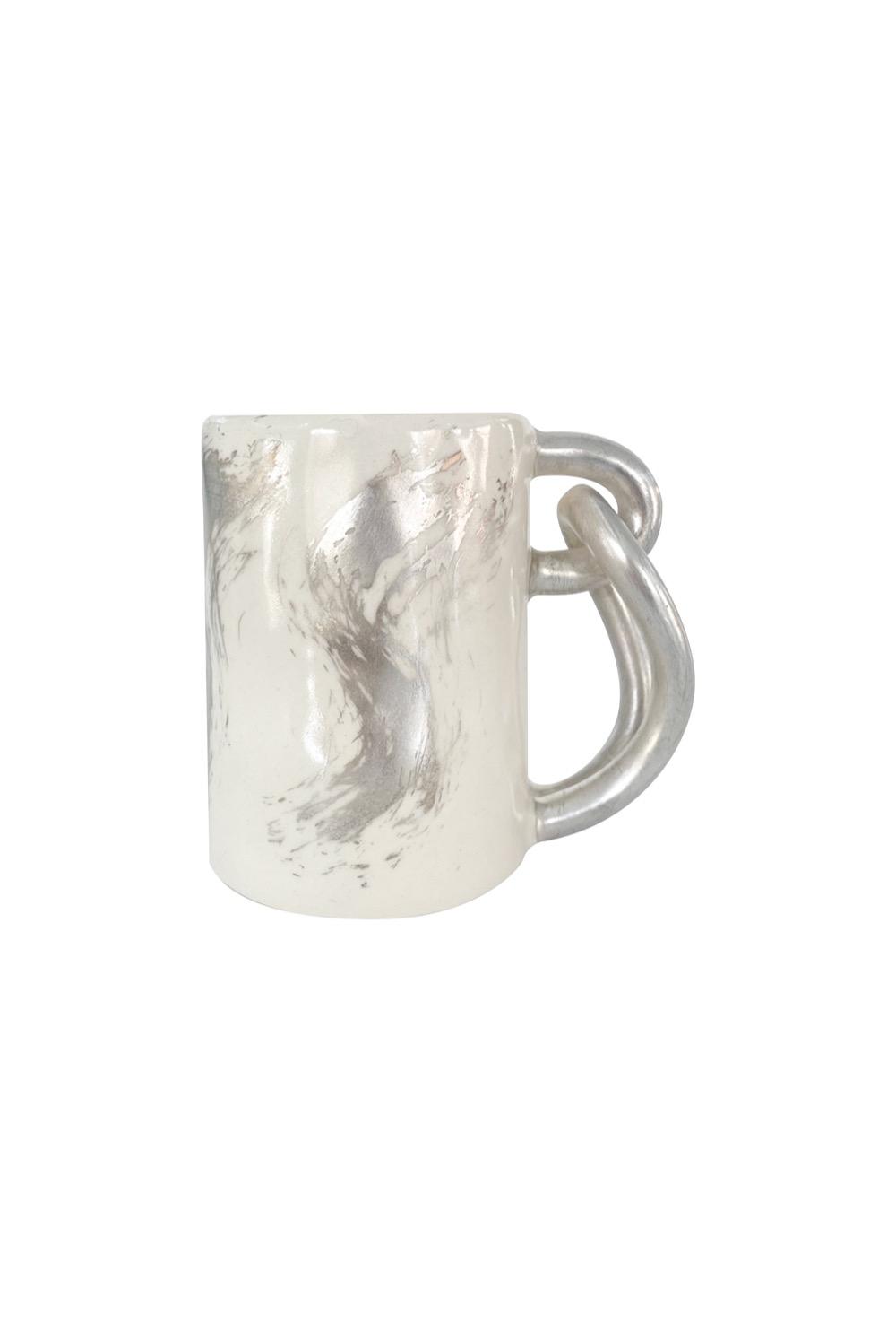 [CHMURA] tied handle cup_glossy white silver