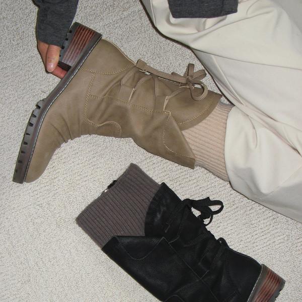 Melange 멜란지 니트 레이어드 부츠