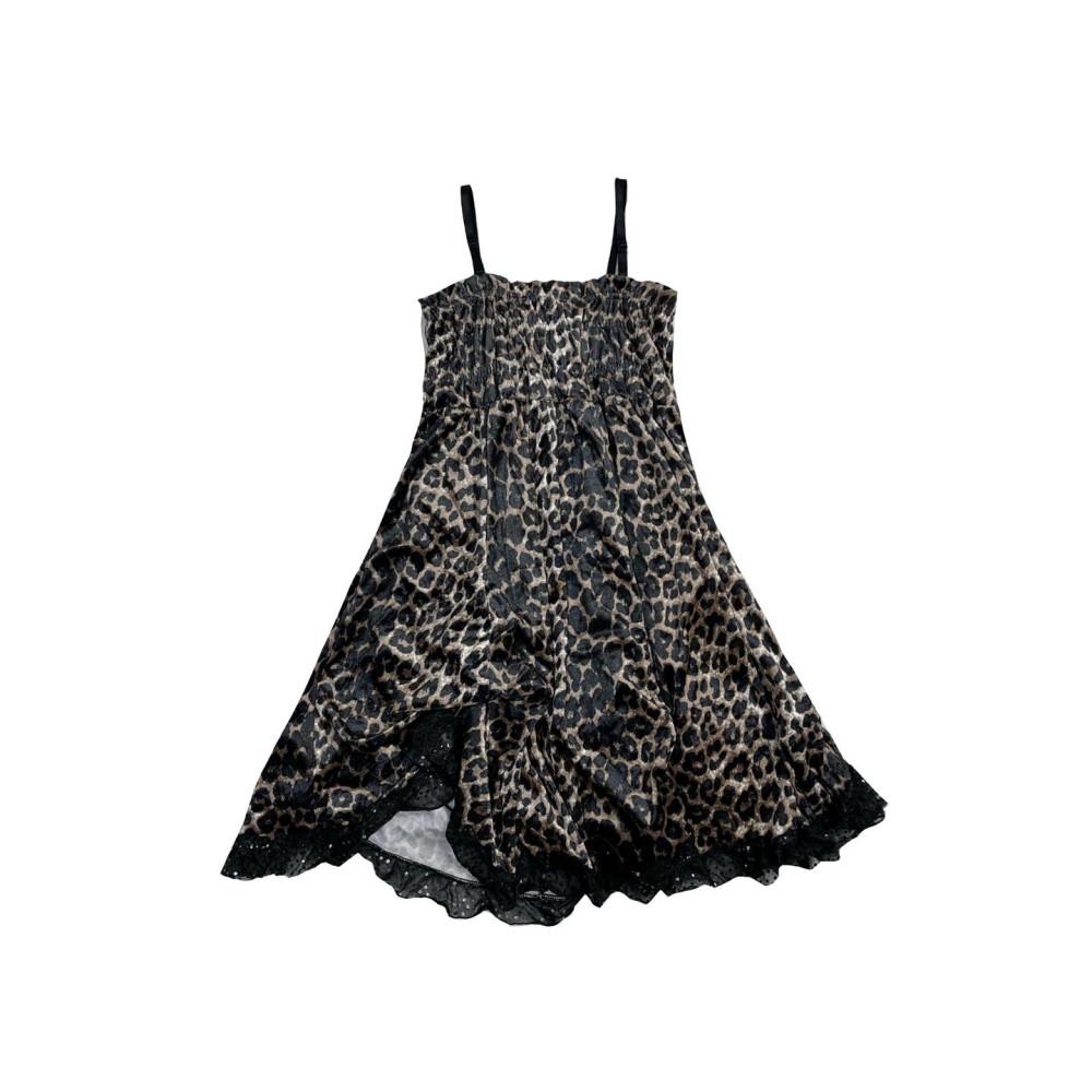 [중고] 빈티지 레오파드 벨벳 레이스 흘리브리스 나시 호피