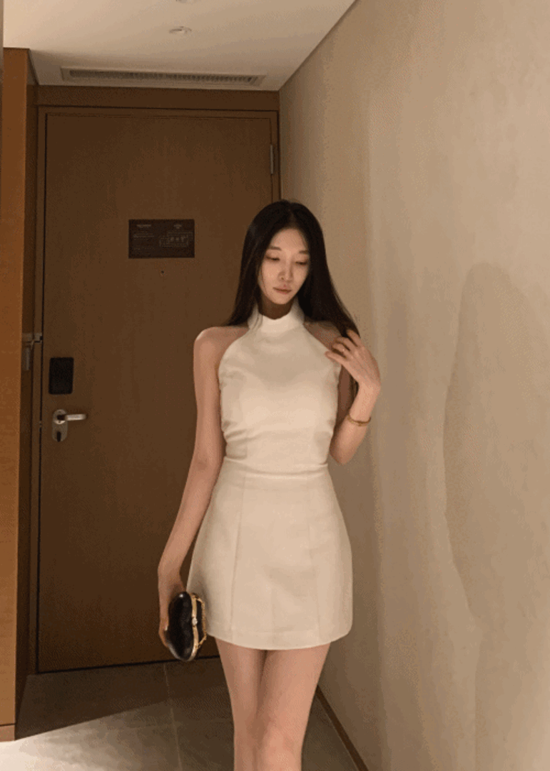 [highquality] *베르비 단독* 똑떨핏 제니 홀터넥 미니 원피스 파티룩 데이트룩 휴양지룩