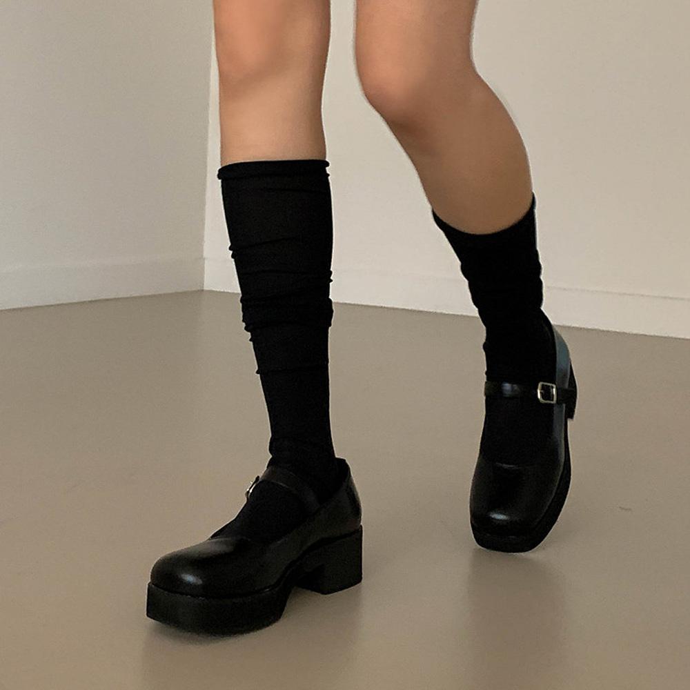 마이첼리나 SR1038 블랙 여성메리제인구두 발볼넓은 가보시펌프스