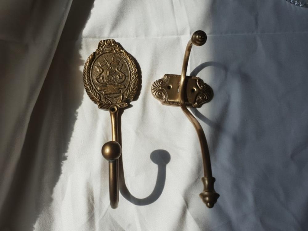 넘버 5 인도 빈티지 브라스 골드 엔틱 앤틱 훅 후크 옷걸이 10cm 벽장식 2types