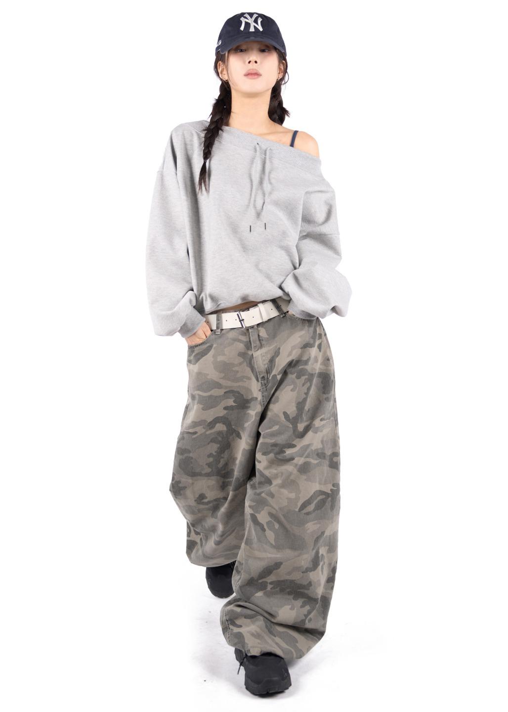 CAMO WASHED BALLOON PANTS