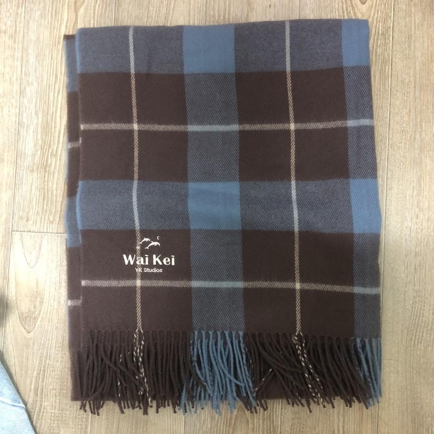 와이케이 체크 머플러 스카이블루 브라운