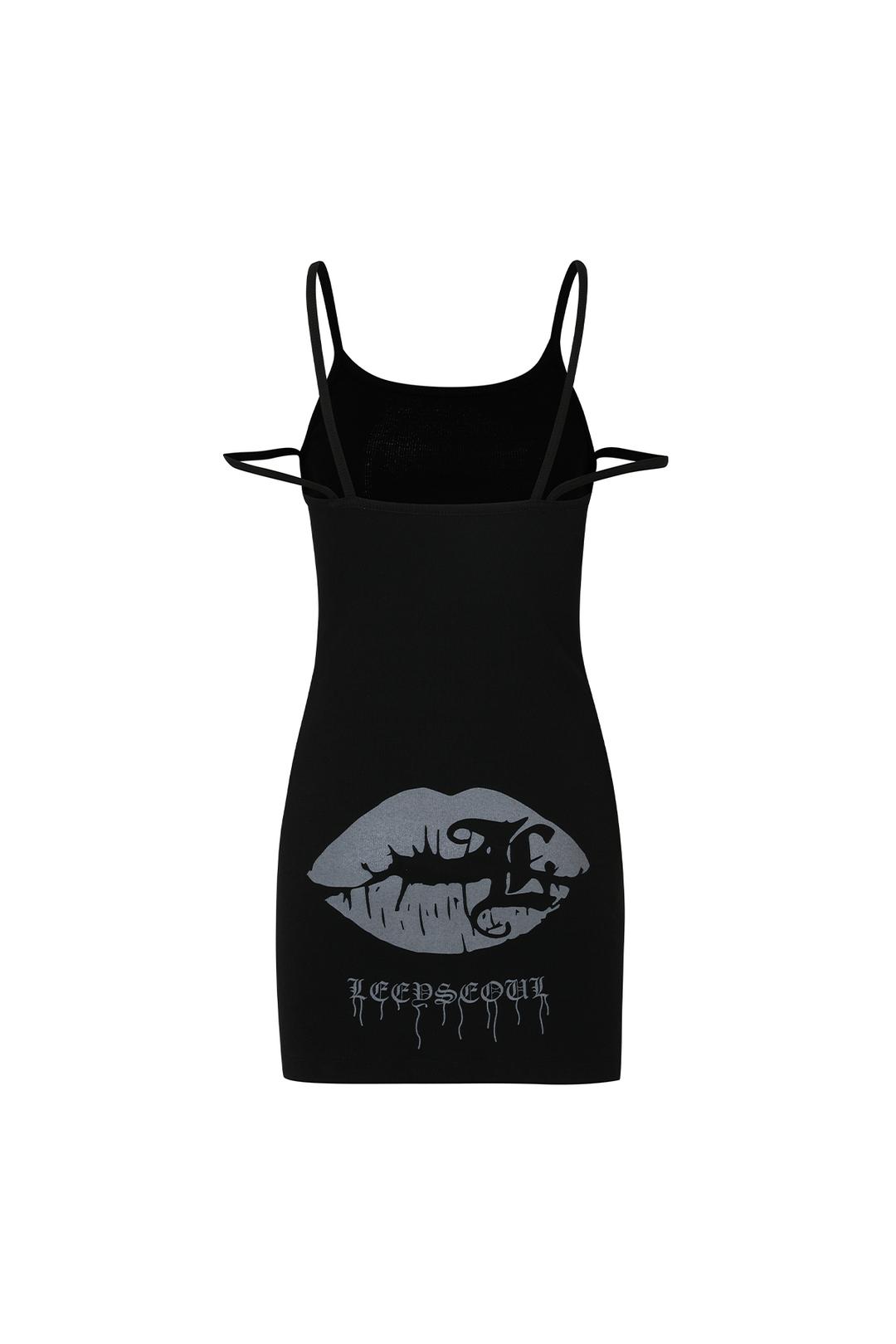 LIP LOGO SLEEVELESS DRESS BLACK